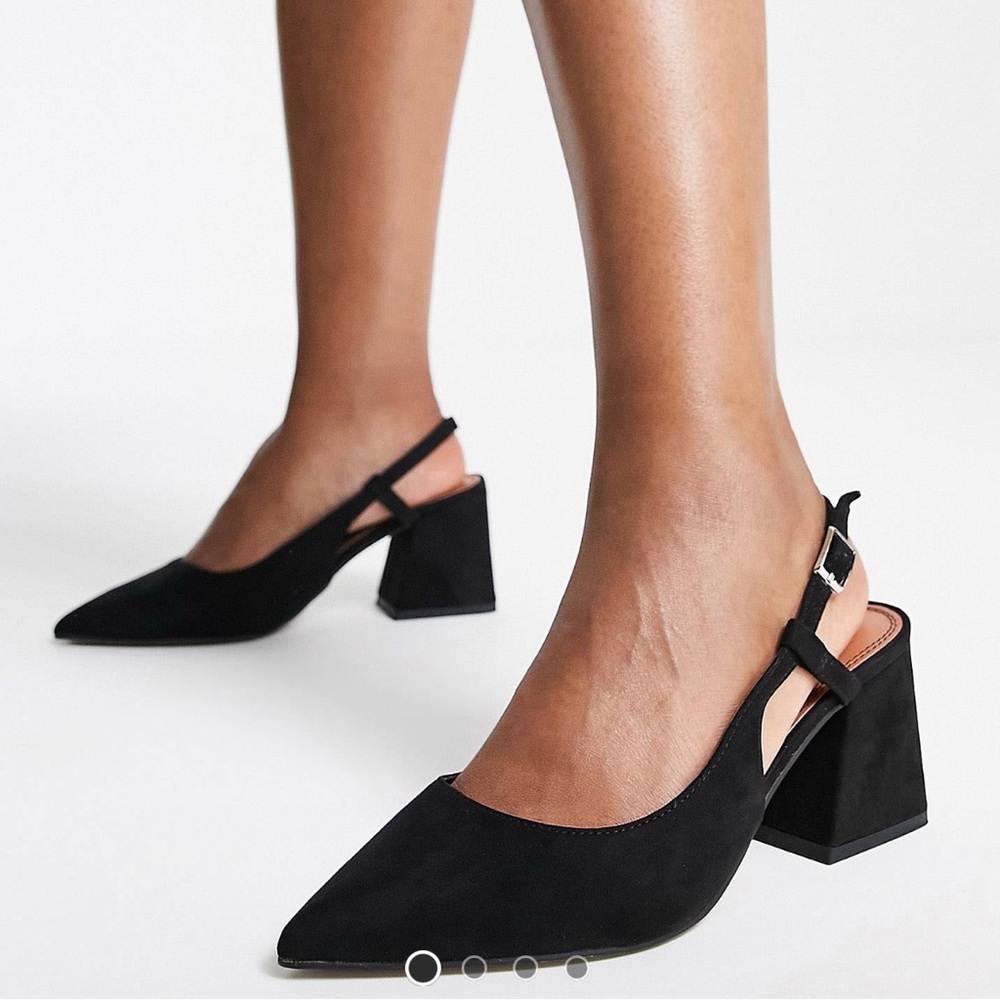 ASOS Wide Fit Black Sydney Slingback Mid Heel Size 9